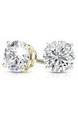 ravishing 14 yellow gold round solitaire diamond baby earrings